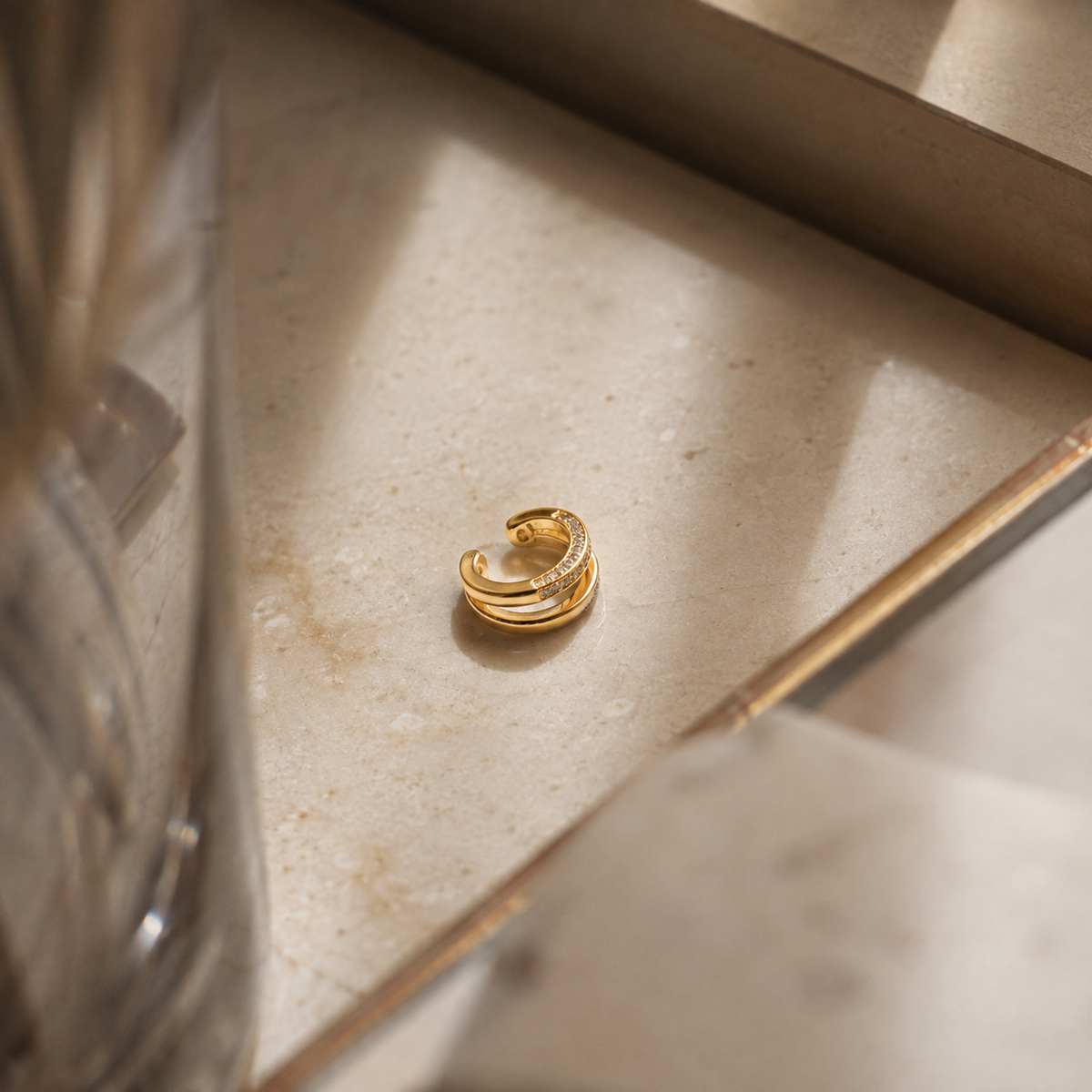 Gold-Tone Crystal Double-Row Ear Cuff | Pimosfer - image 2