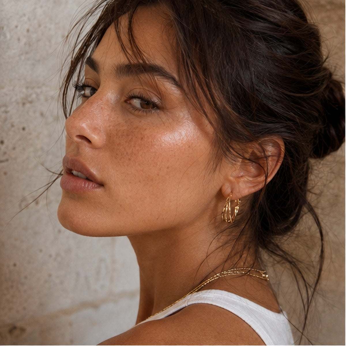 Gold-Tone Triple Oval Hoop Earrings | Pimosfer - image 3