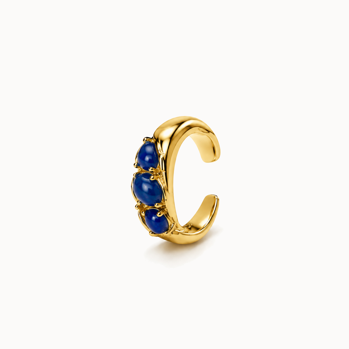 Gold-Tone Blue Crystal Open Ring | Pimosfer - image 1