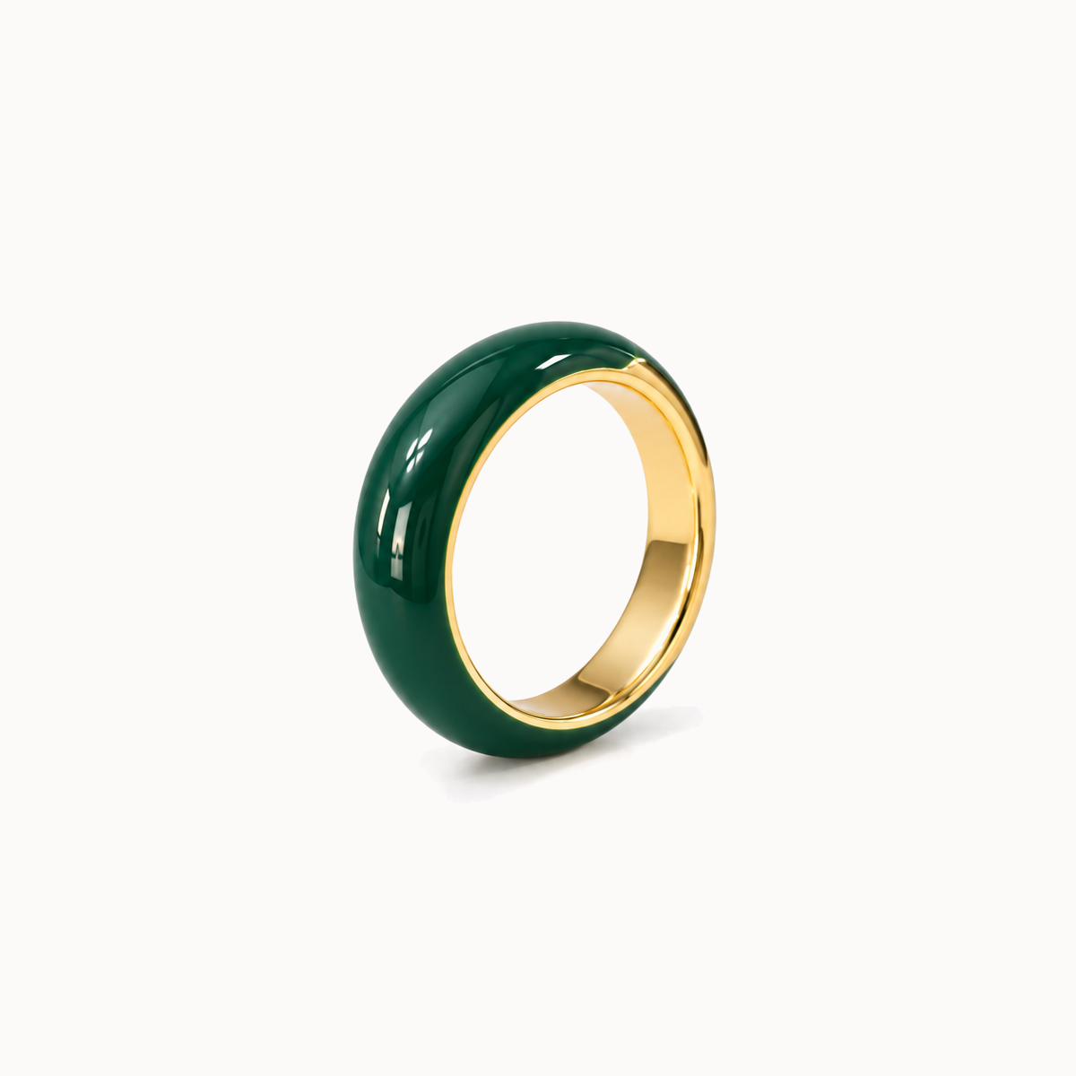Gold-Tone Enamel Band Ring - Emerald Green - product view