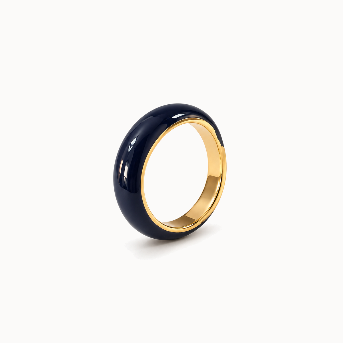 Gold-Tone Enamel Band Ring - Midnight Navy - product view