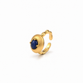Gold-Tone Blue Stone Brushed Open Ring | Pimosfer - image 1
