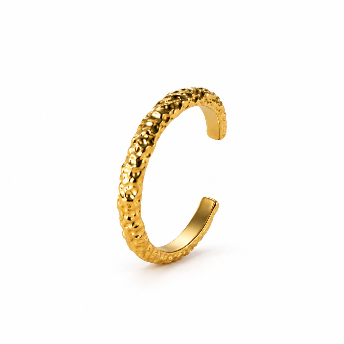 Gold-Tone Hammered Slim Open Ring