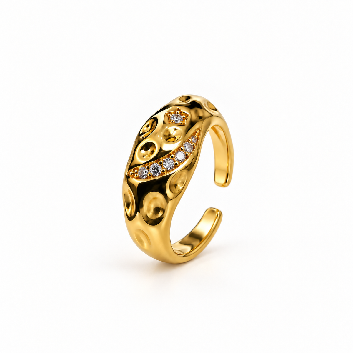 Gold-Tone Crystal Studded Open Ring