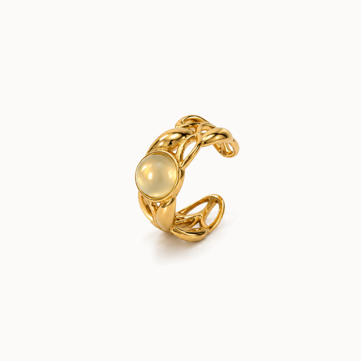 Gold-Tone Pearl Sculptural Open Ring | Pimosfer - image 1